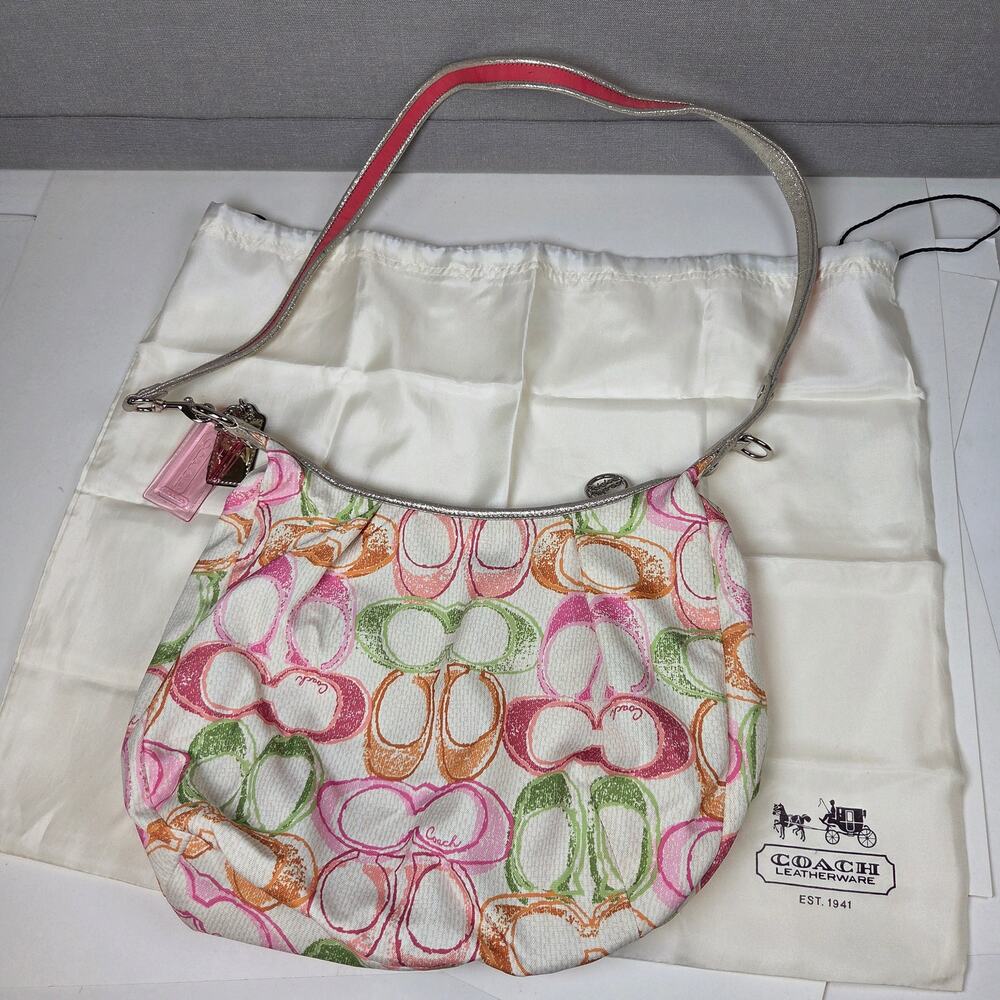 Coach Poppy 16700 Multicolor Graffiti Hobo Shoulder Bag Purse Dust Charm
